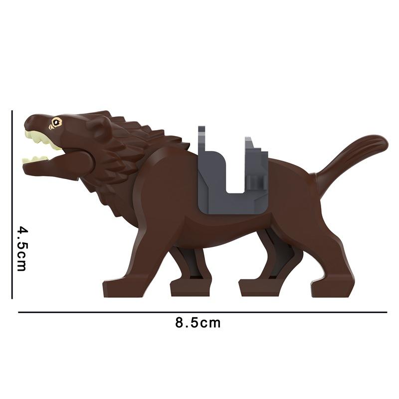Medieval Animals Series Brown/Gray/White Wolf Mount Assembling Small Particle Building Blocks DIY Bricks Toys For Kids Gifts