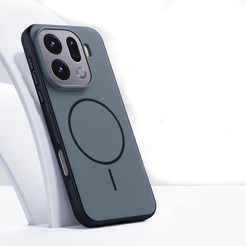 For OPPO Find X9 X9 Pro Case Magnetic Charge Double Color Matte PC +TPU Skin Feel Back Cover with Metal Button For Find X9 Funda