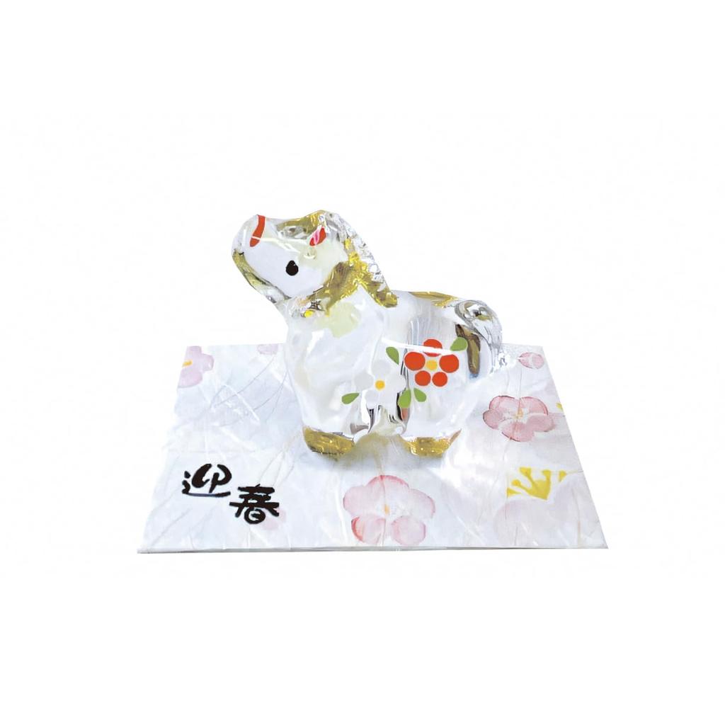 Craftsman House 2026 Zodiac Year of the Horse Glass Medium (Reiwa 8) Gold-Lacquered Ornament,