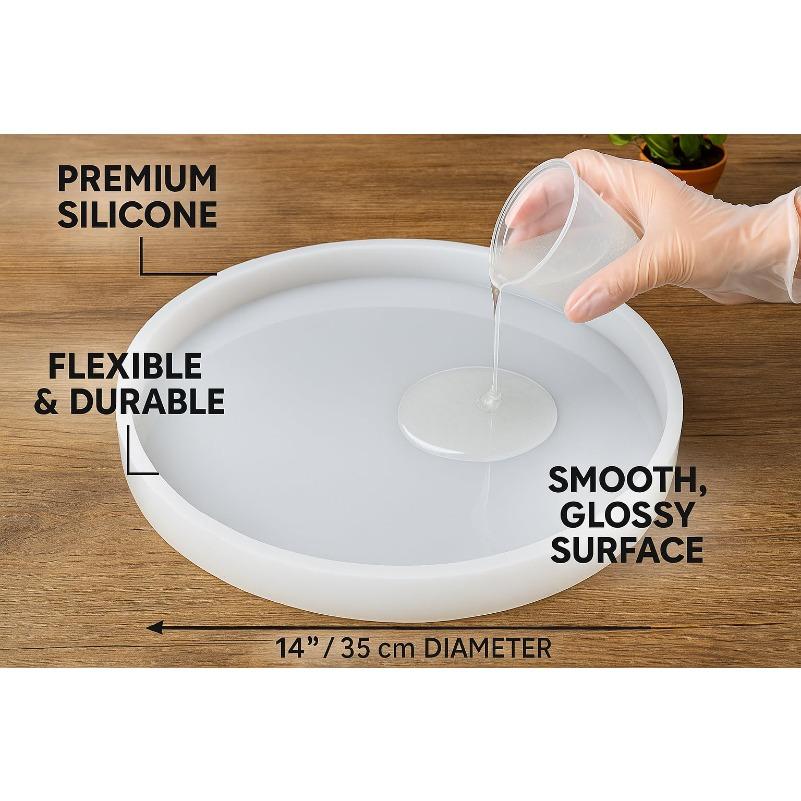 14" Round Silicone Resin Mold – Large Epoxy Casting Mold for River Tables, Stools & DIY Home Decor – Reusable Flexible Craft Mold
