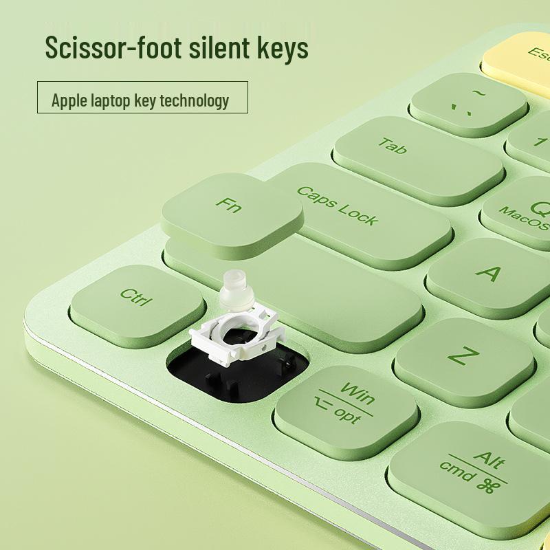 BOW Hangshi HD286CL Dual-Mode Bluetooth Wireless Ultra-Quiet Keyboard - Cute & Lightweight for Girls