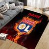 Custom Name,Olympique Lyonnais Home Sofa Decoration for Living Room & Bedroom, Non‑Slip Play Flannel Floor Mat for Game Room