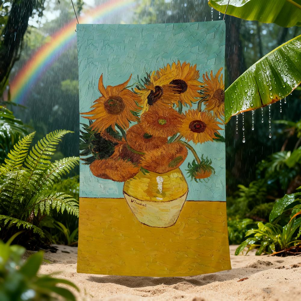 V-van Gogh Oil Art Painting Towel Beach Quick Dry Soft Pool Towels Gift for Travel Gym Shower Camping sports