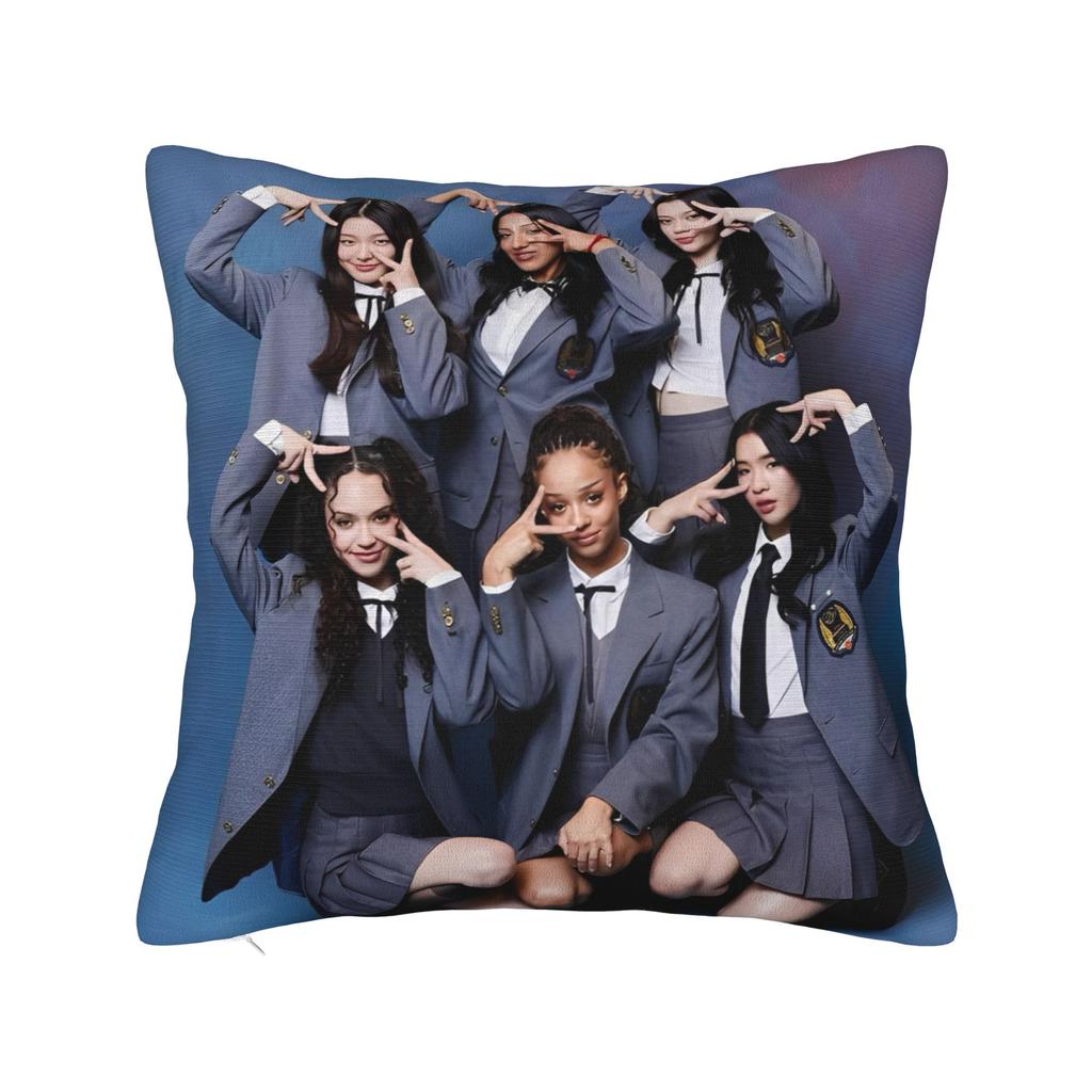 Katseye Kpop Stil Quadratische Kissenhülle Polyester Überwurf Kissen Koreanischer Stil Neuheit Kissenbezüge