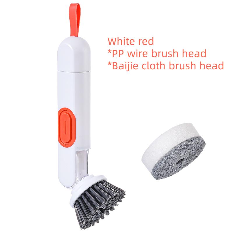 Wielofunkcyjna szczotka czyszcząca z długim uchwytem, wypełniona płynem, szczotka do mycia naczyń, mycie naczyń kuchennych, czyszczenie miski do szorowania, stół