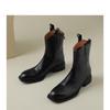 Brown Soft Leather Coarse Heel Western Cowboy Boots Women's Autumn and Winter New Medium Heel Medium Boots Boots Fleece Fashion Boots