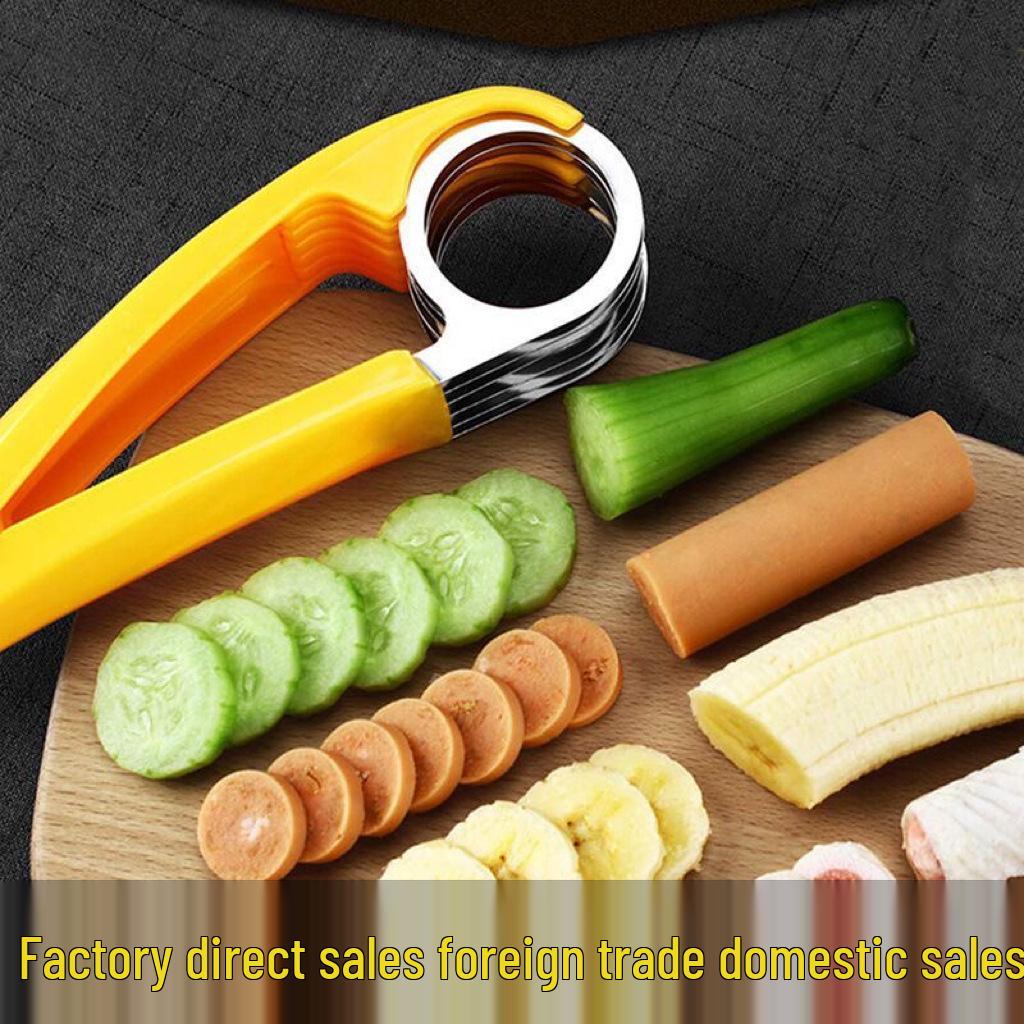 Stainless Steel Banana & Hot Dog Slicer - Yellow Flower Design Kitchen Tool