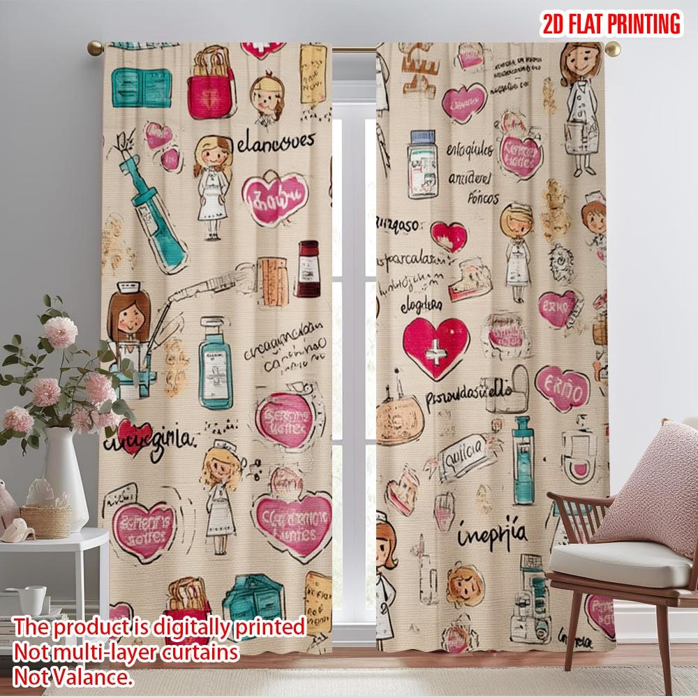 

2pcs,2D plane printing Print Curtains Premium Medical Versatile Polyester Fabric (without rod) Decorations For Home Ldeal for 52.50×116.00 CM 2pcs