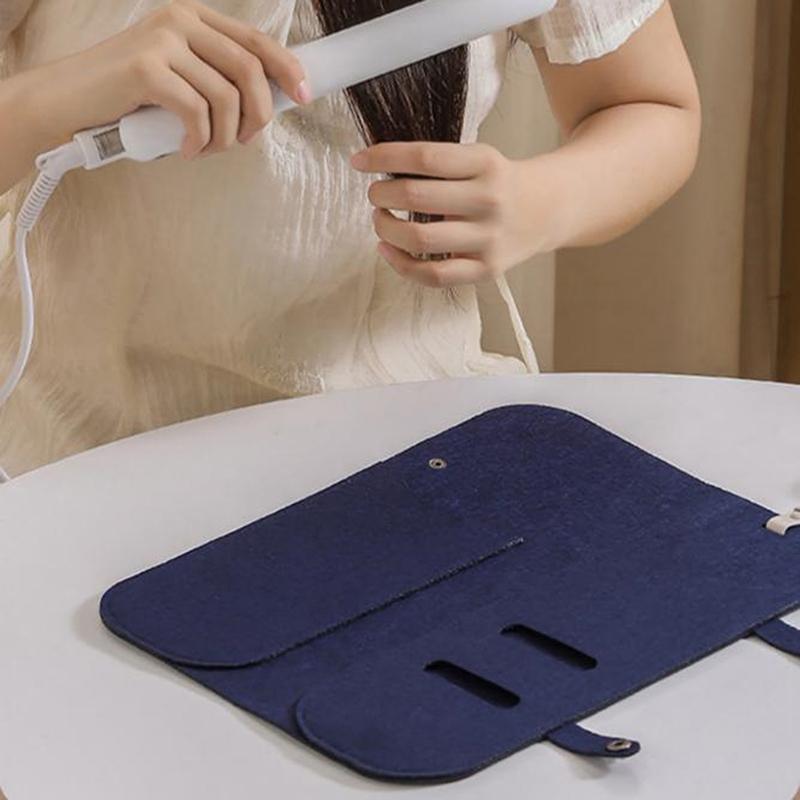 Hair Curling Iron Storage Bag Travel Felt Hair Straightener Storage Bag Flat Iron Organizer Pouch Curling Iron Insulation Mat