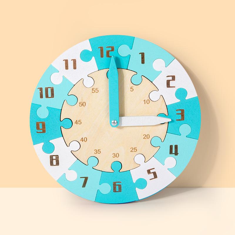 Montessori Children Clock Wooden Time Learning Puzzle Clock for Children Early Education Hour Minute Cognition Teaching Aids