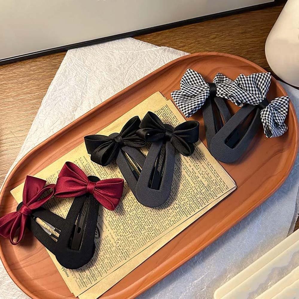 Polyester Plaid Bow Hairpin Zinc Zinc Alloy Korean Barrettes Hair Clip for Bangs Bownot Hair Clip  Women