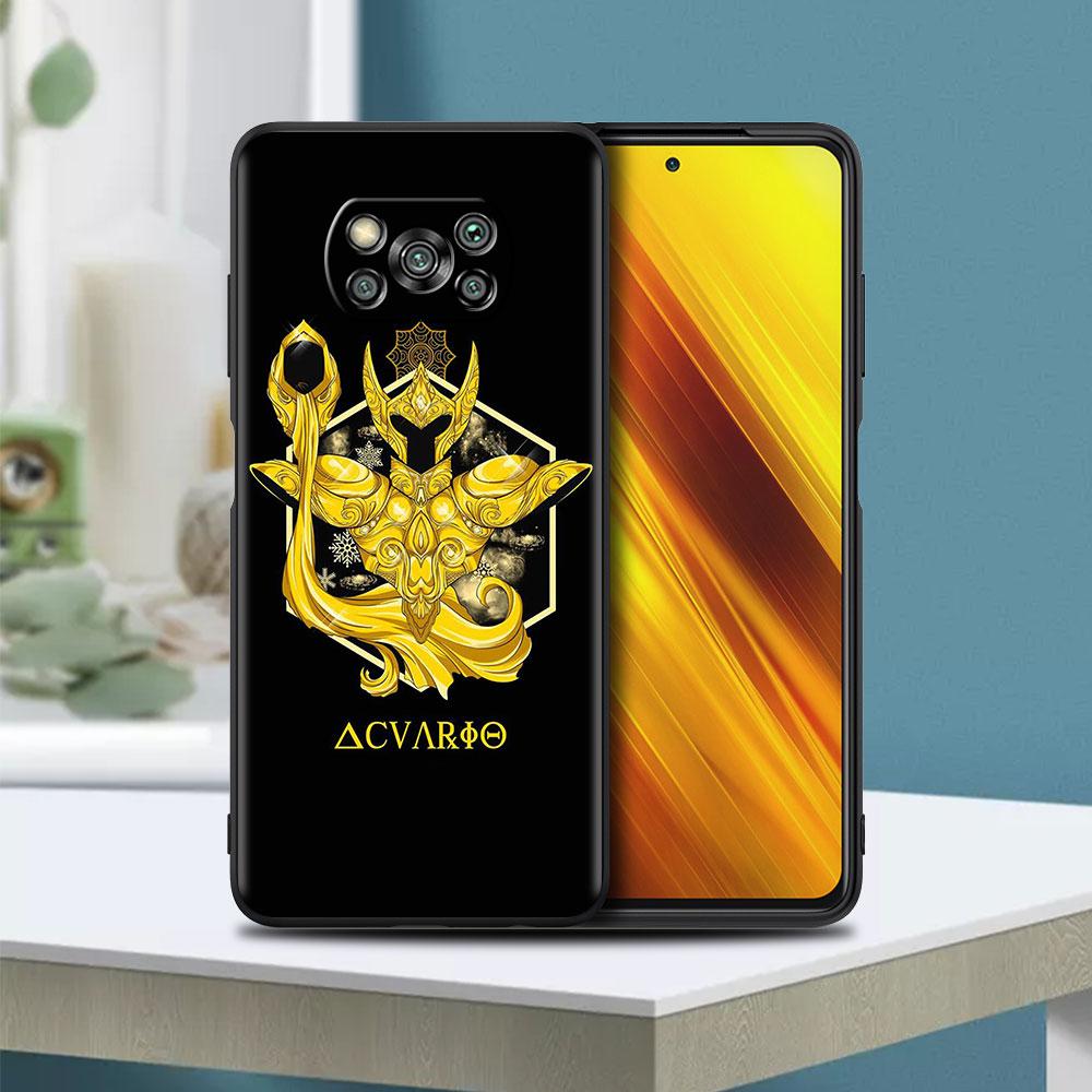 Custodia Per Xiaomi Mi Poco X3 NFC M3 Pro F3 GT M4 F1 12 11 Litre 12X Note 10 9T Nera Morbida Cover per Telefono Anime Saint Seiya Logo