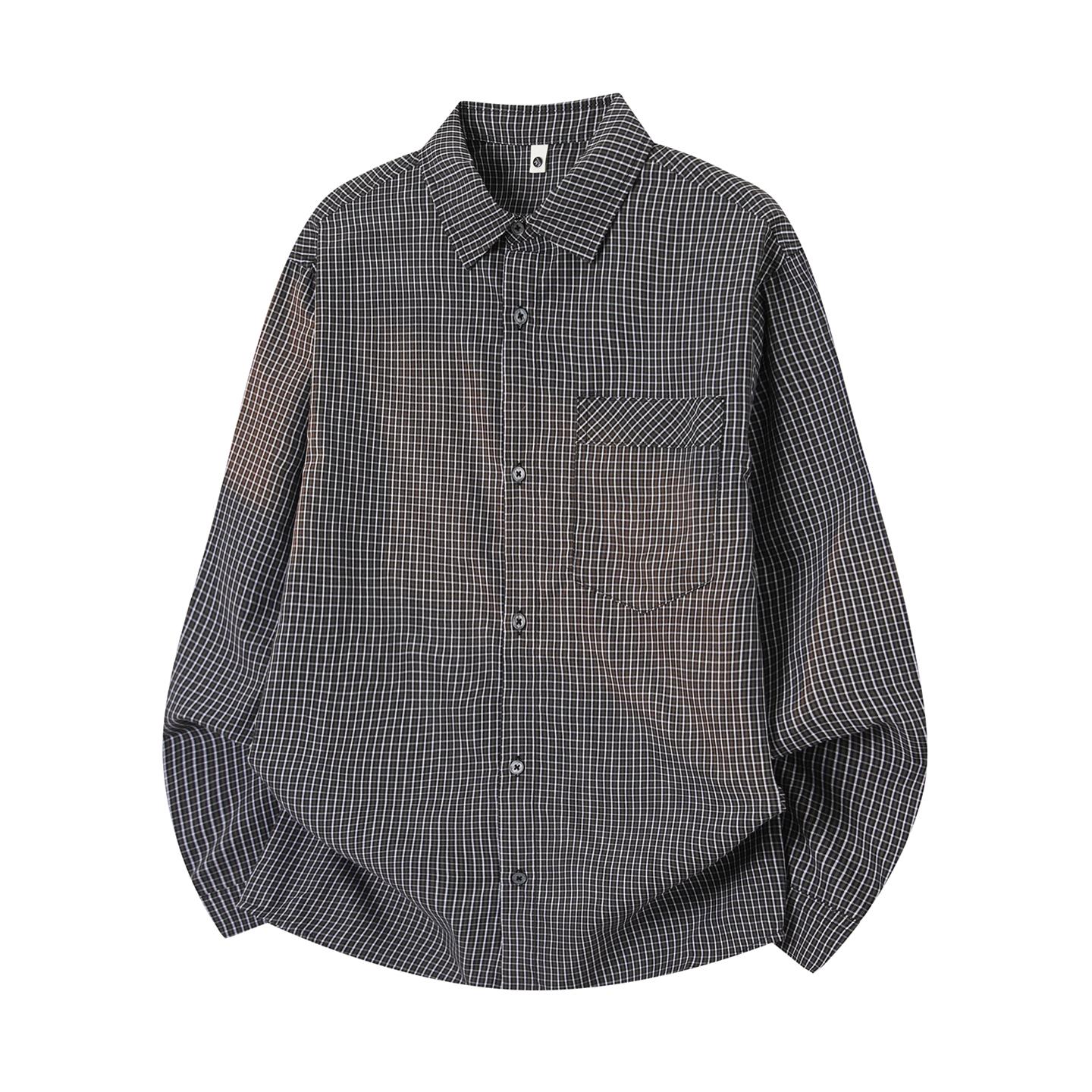 

Versatile Retro Commuter Checkered Shirt For Men, Loose Couple, Long Sleeve, Collar Shirt, Jacket L чёрный