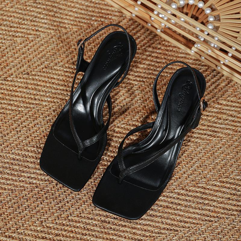 High-heeled toe sandals women's new square-head high-heeled shoes women's stiletto temperament strappy shoes