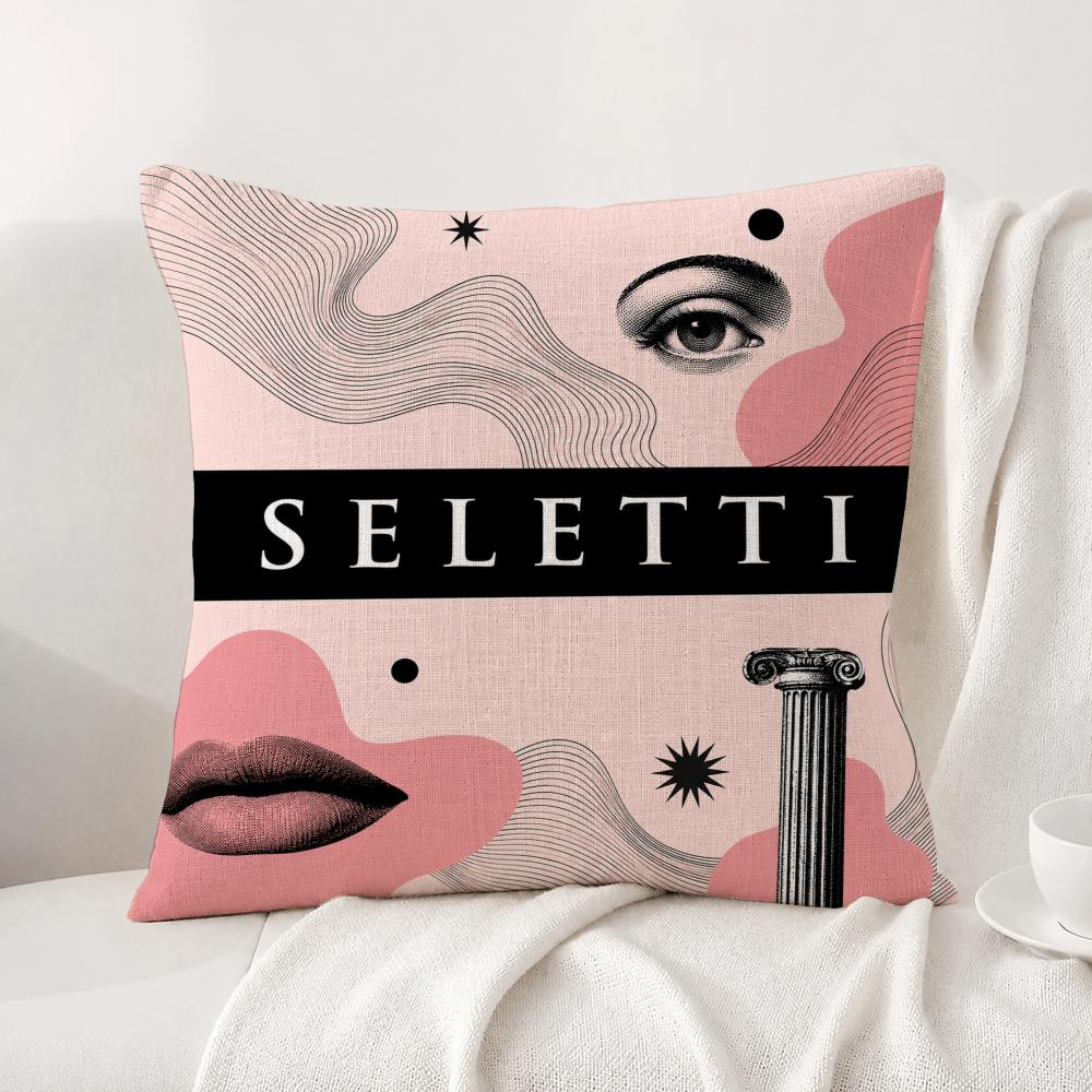 Brand Seletti Cushion Cover Natural Linen Pillowcase Set AllinOne Decor Cushion Cover for Sofa Bedroom Chair