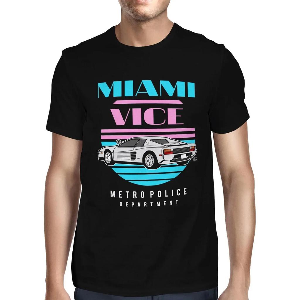 1t T Shirt Unisexs Miami Vice Var Vintage Breathable Homme Fashion Streetwear Slightly Versatile Designer Clothes Stretched