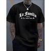 Men's Casual Short Sleeve T-Shirt with Gothic Letter Print - Breathable ,Regular Fit Round Neck, Machine Washable, Summer & Year-Round Comfort