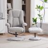 Nordic Multifunctional Swivel Recliner Chair with Stool, Chenille Fabric, Fabric-Covered All-Metal Base – Aesthetic, Reliable.GRAY