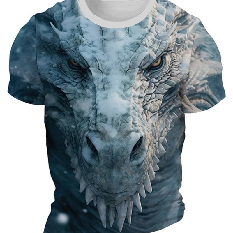 Pánské 3D tištěné tričko s dračím vzorem, denní ležérní streetwear, outdoorové sporty, krátký rukáv, městská móda, léto