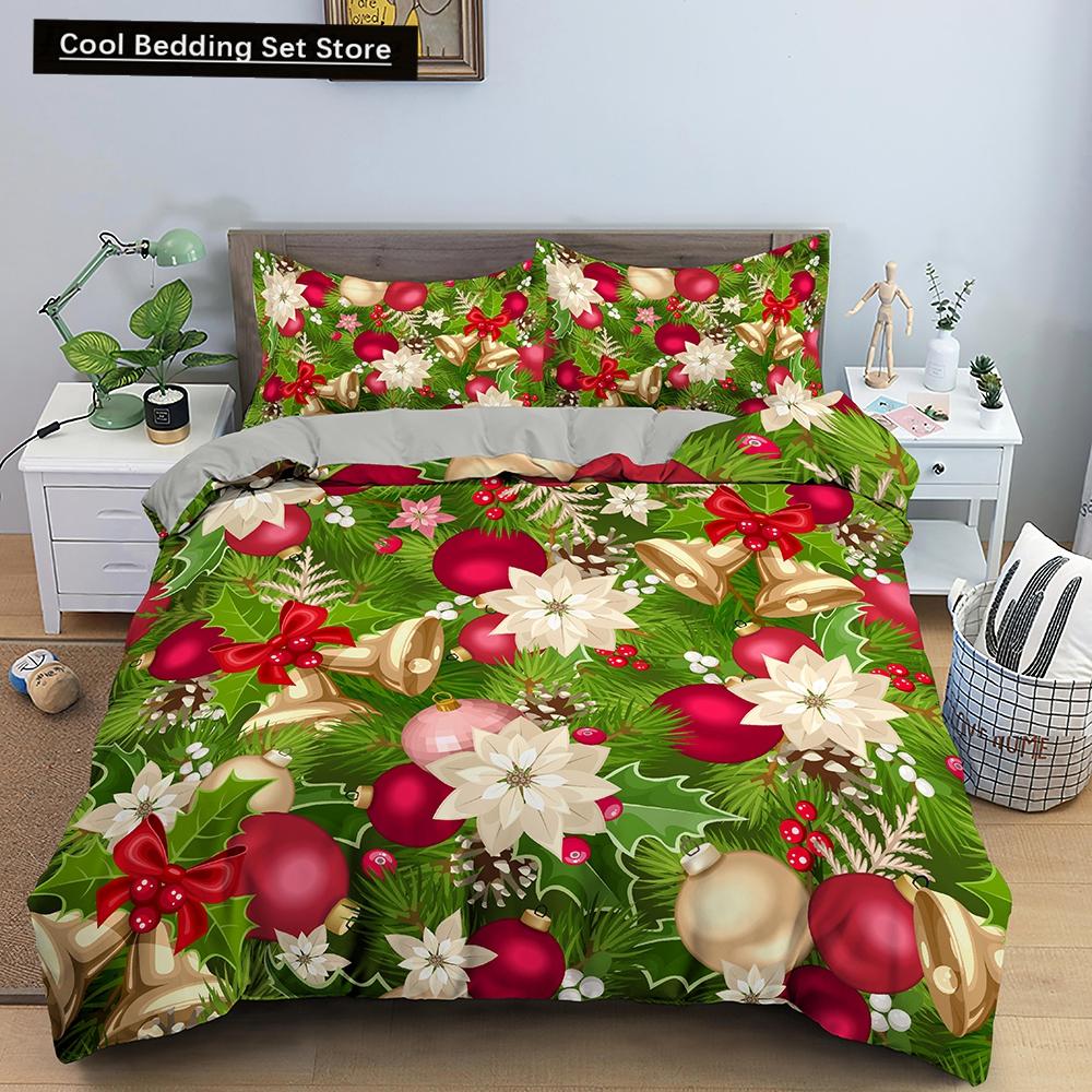 Merry Christmas King Queen Duvet Cover XMAS Bedding Set for Kid Santa Claus Quilt Cover Cartoon 2/3pcs Polyester Comforter Cover