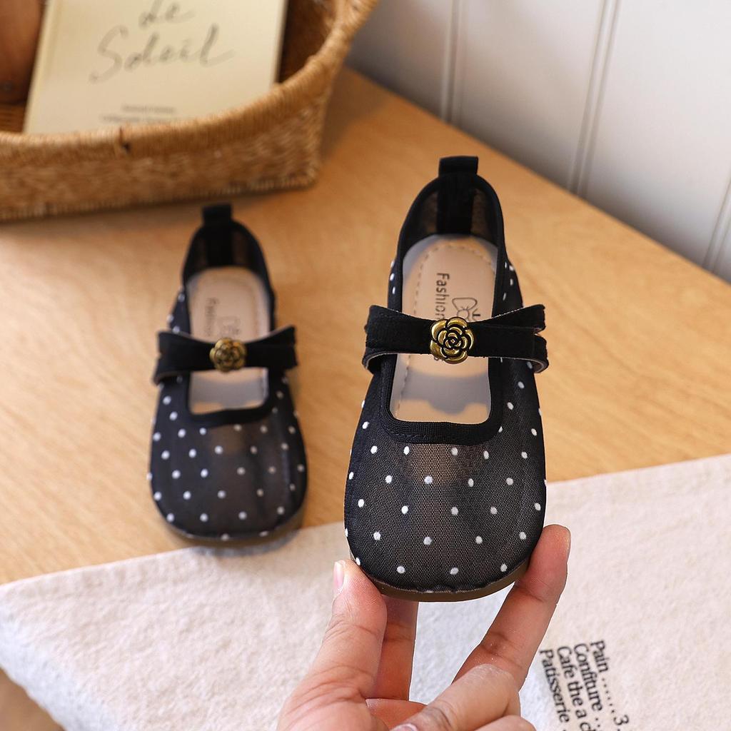 Women's 2026 Spring French Polka Dot Mesh Mary Jane Flats for Children