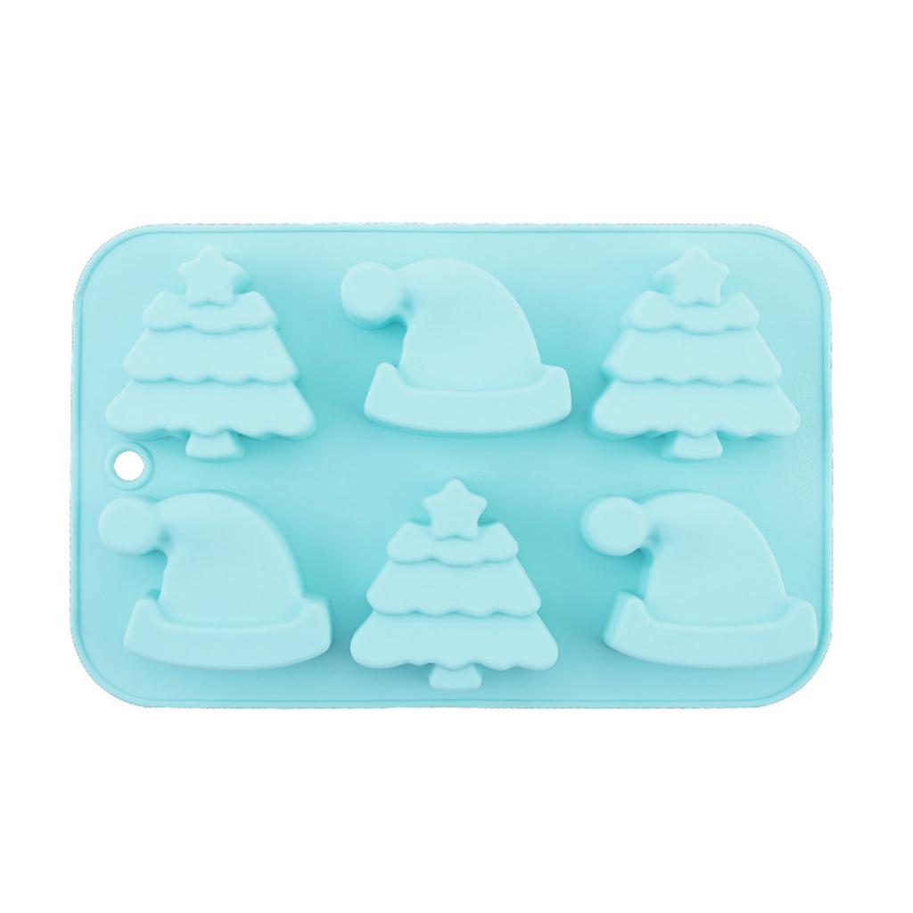 Silicone Mold for Christmas Tree and Santa Hat Shapes 6 Cavities Flexible Baking Mold Non-Stick Food Grade Material Reusable Kitchen Tool