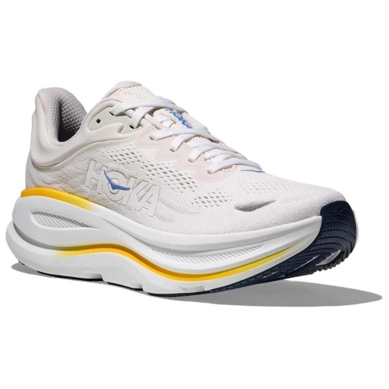 HOKA ONE ONE Bondi 9 Breathable Support Supercritical Foam Midsole Casual Trail Running Shoes Men's White Sneakers 1162011-WGRT