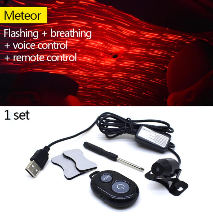 Car Ceiling Red LED Atmosphere Projector Galaxy Star Light Set Armrest Box Mount