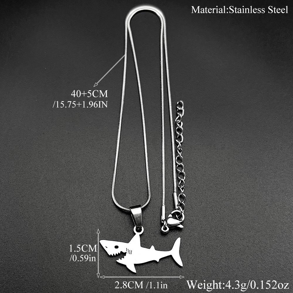 Cute Little Shark Ocean Chain For Women Men Stainless Steel Gold Color Hiphop Fashion Choker Party Necklace Jewelry Accessory