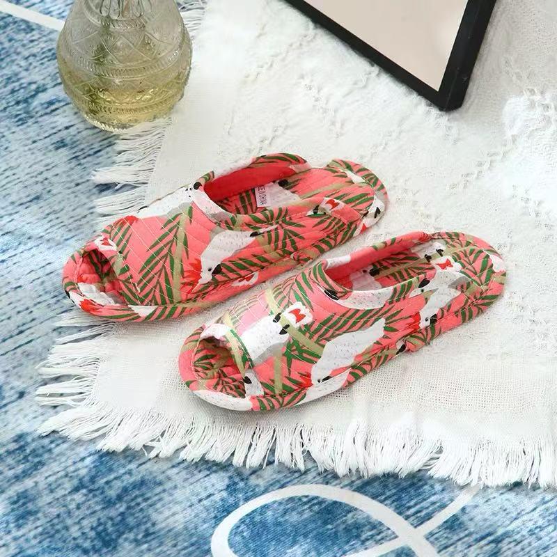 Atmungsaktive Baumwoll-Hausschuhe mit offenen Zehen, Stoffsohle und Krabbelmatte - Leise, Ganzjahres-Stil, Koreanisch