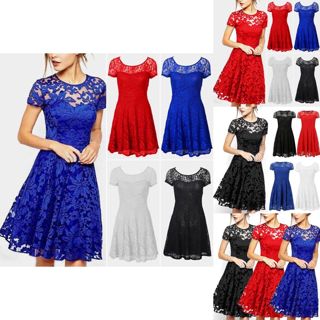 Elegant Women's Lace Floral Prom Swing Dress For Stylish Bridesmaid Celebrations