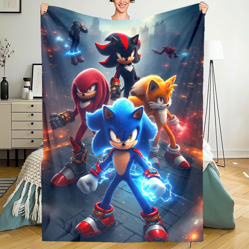 Sonic Theme Printed Blanket - Perfect for Couch, Bed, Travel & Outdoor Use | Machine Washable, Cozy & Durable.