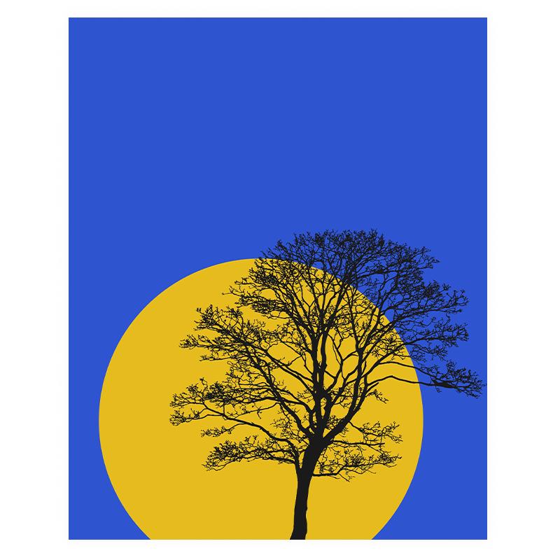 Abstract Wall Art Landscape Tree Sun Moon Silhouette Canvas Painting Modern Style Poster Prints for Living Room Wall Decor