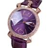 GUOU purple rose gold women luxury brand full rhinestone watch ladies genuine leather band quartz watch women famous wristwatch