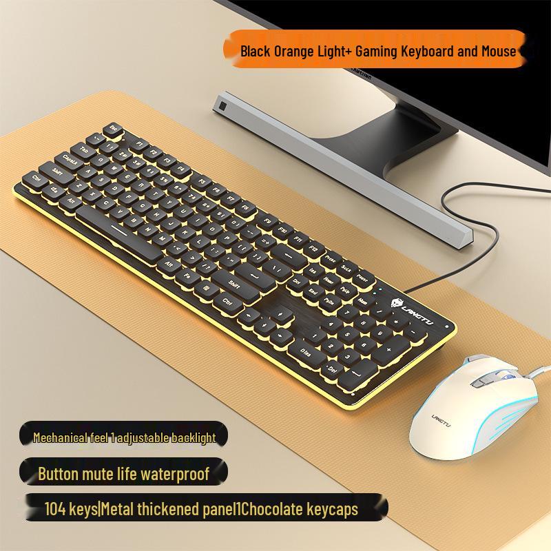 Langtu Silent Wired Keyboard with Backlit Mechanical Feel for Office & Laptop