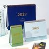 Small Desk Planner 2027 Calendar, Standing Flip Desktop Minimalist Gold Foil Cover Monthly Organizer for Planner, Thick Paper Note Taking, Office Home