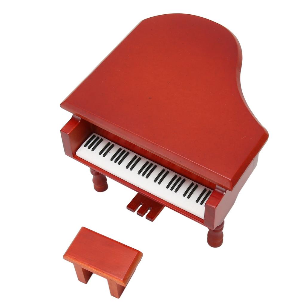 Wooden Music Box Piano Style Decorative Gold Plated Movement Pleasing Melody Clockwork Music Box