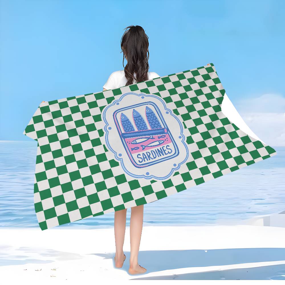 Sardines Swimming Art Beach Towel Colorful Bath Towels For Girl Microfiber Quick Dry Custom Sand Free Beach Yoga Spa Gym Pool