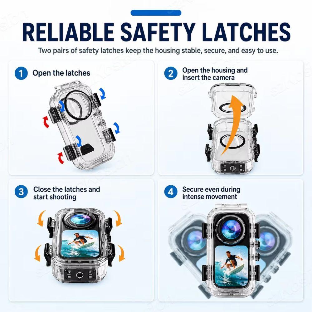 Quick Release Invisible Dive Case Underwater Diving Shell for Insta360 X6 Action Camera Accessories