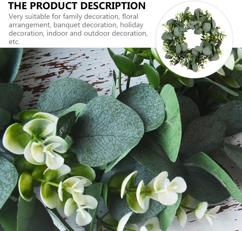1pc Artificial Eucalyptus Wreath, Plastic Greenery Garland for Home Decor, Versatile Hanging for Various Room Types
