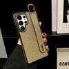 Plating Bling Glitter Wrist Strap Holder Case For Samsung S25 Ultra S24 FE S23 S22 Plus Soft Silicone Bumper Protection Cover