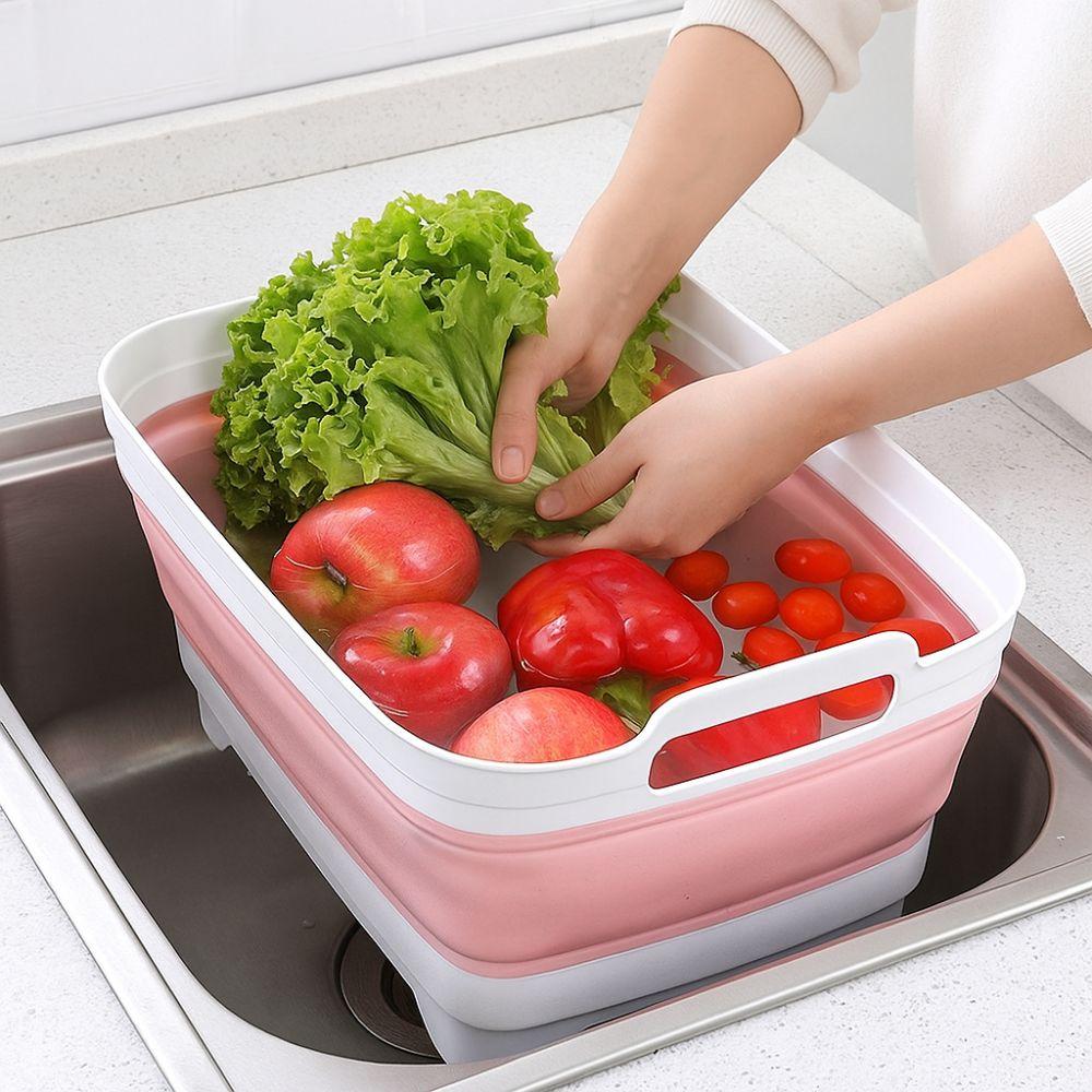 Household Folding Washing Basin Thickening Fruit Vegetable Baske Collapsible Sink Strainer  Camping
