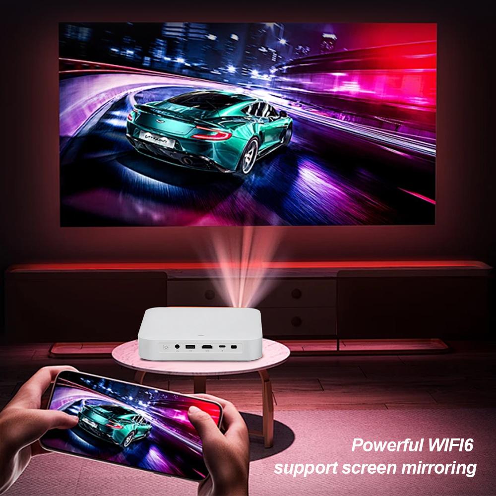 Vivicine Proiector portabil S500 Android 13 DLP 4K proiectoare native 1080P focalizare automată cu baterie de 15000 mAh pentru cinema, exterior, camping