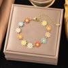 Daisy Flower Titanium Steel Bracelet Necklace with Contrast Color Design