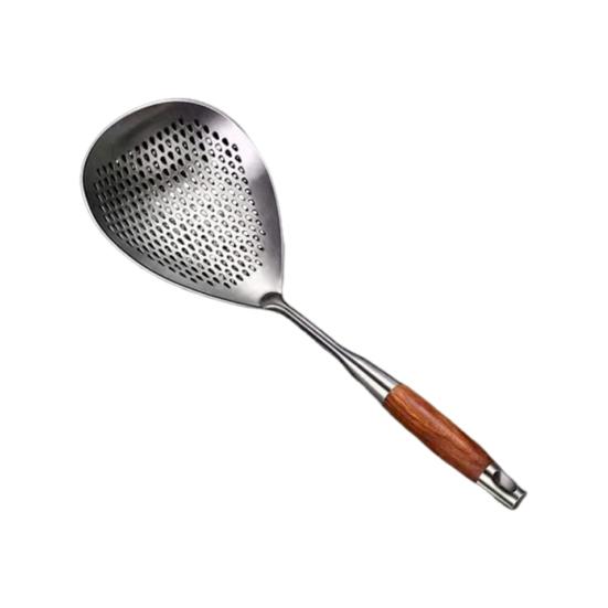 Stainless Steel Large Colander with Extended Handle Fine Leak Holes Soup Pot Strainer for Oil Draining And Skimming Rust-Resistant Strainer Spoon for S