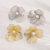 Delicate Flower Cutout Pearls Studs Made from High Quality Alloy with Allergy Resistant Treatments for Comfortable Wear