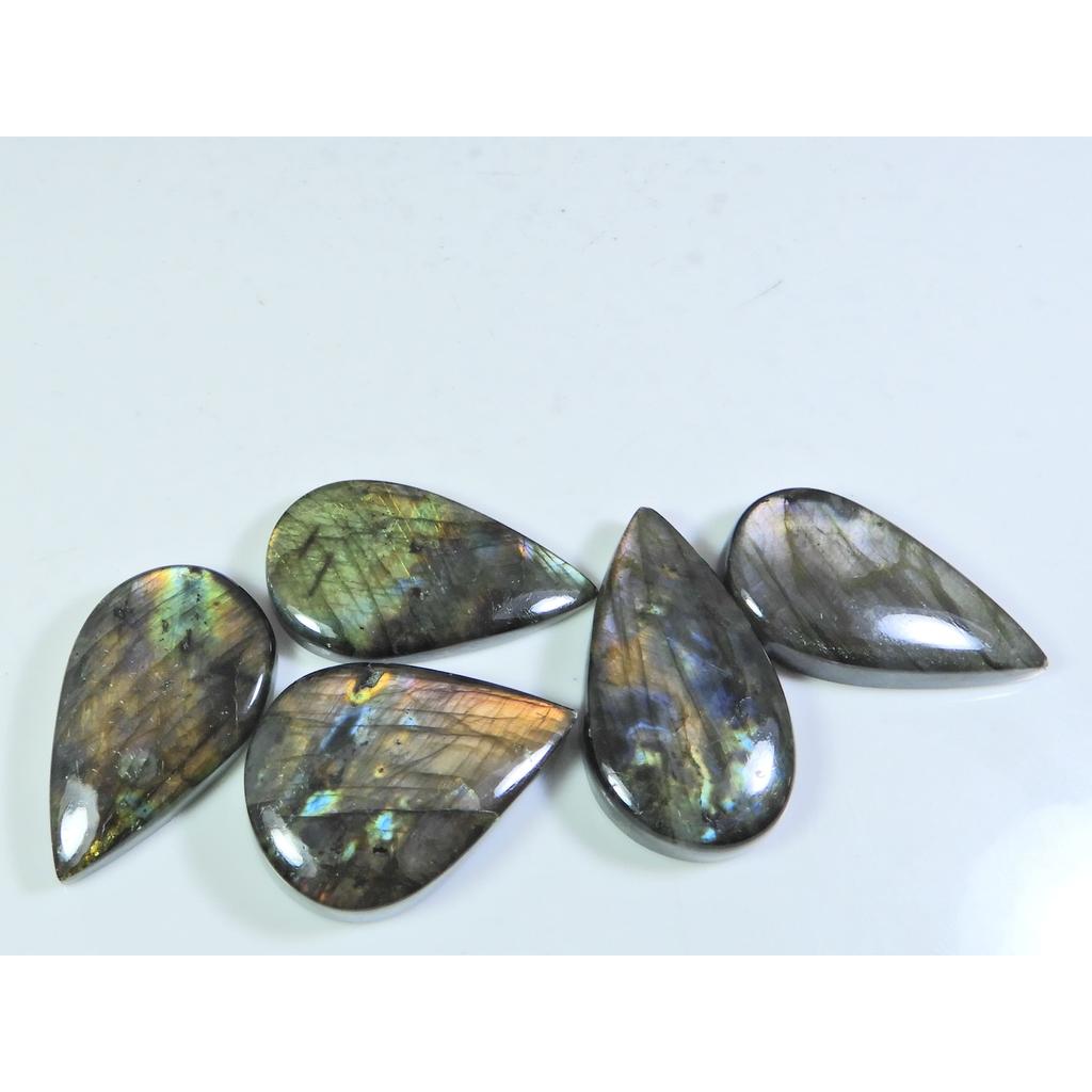 161Cts. Natural Pink Spectrolite Labradorite Pear Cabochon Gemstone 5Pcs Lot A-789