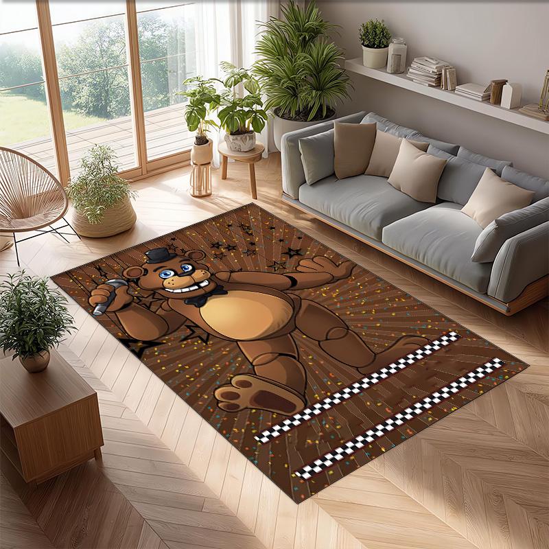 Five Nights at Freddy Printed Crystal Velvet Area Rug, Soft Anti-Slip Water Absorbent Floor Mat for Living Room Bedroom