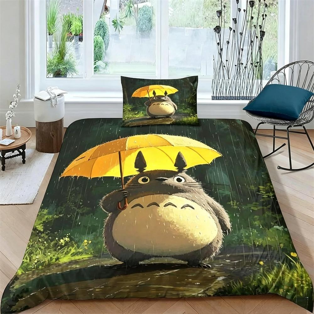 Set Copripiumino Kawaii Coperta Cuscini Giappone Anime Il Mio Vicino Set Biancheria da Letto Matrimoniale King Completo Copripiumino