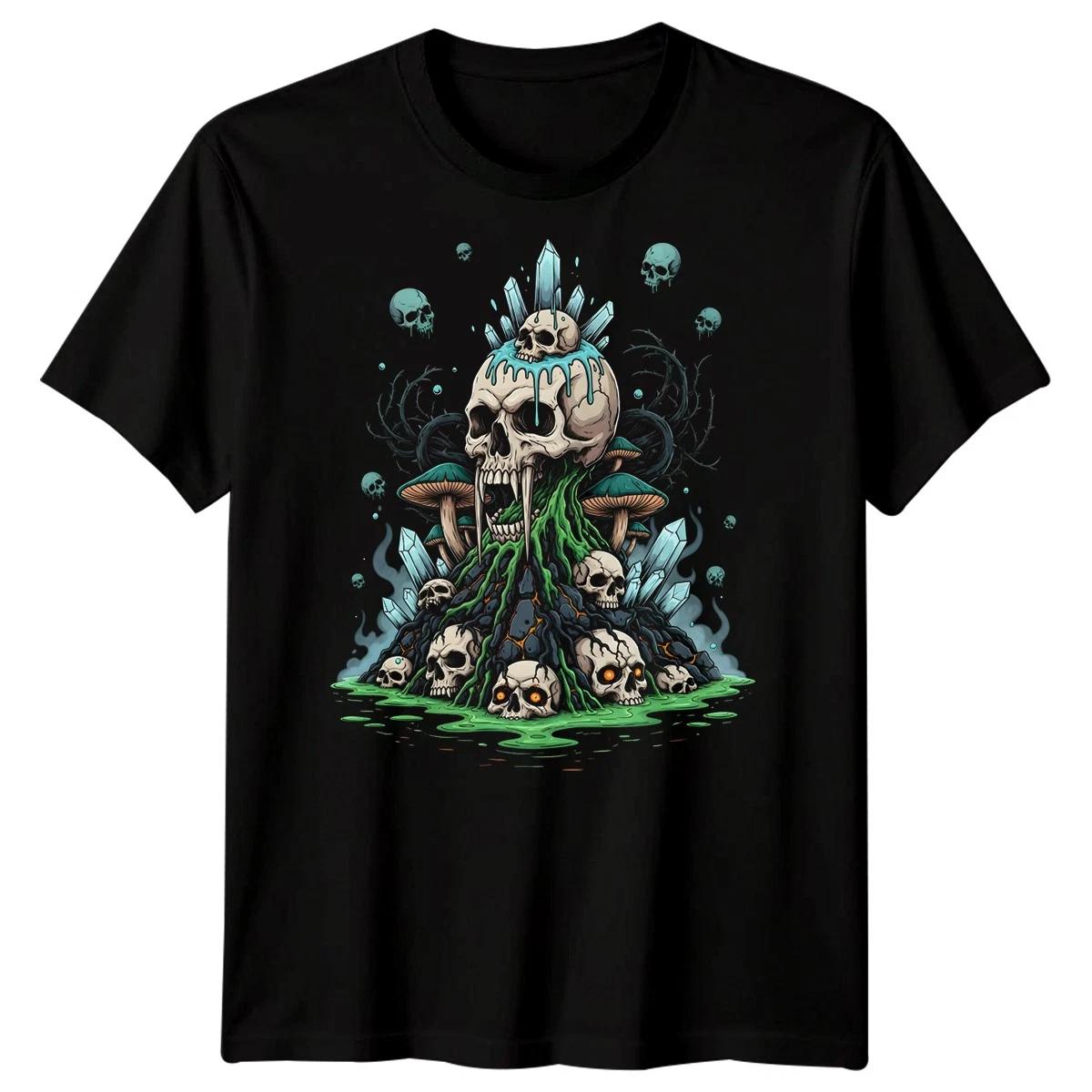 Skulls Gothic Skulls Dark Art Mens T-Shirt Crystals Mushrooms Design S